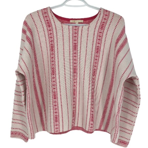Maje Offwhite Pink Striped Cropped Long Sleeve  Oversized Sweater Mauve size S - Picture 3 of 16
